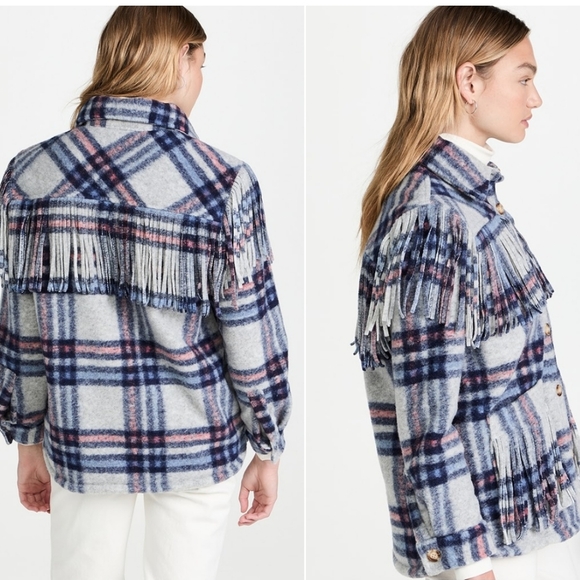 NWT BLANKNYC Plaid Fringe Shacket - Picture 3 of 8